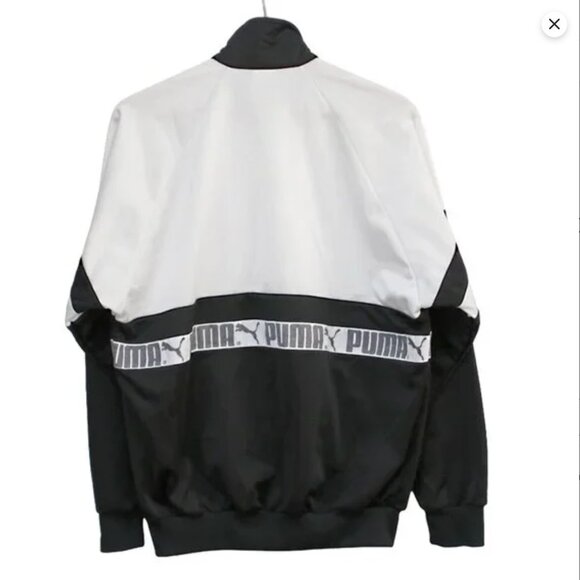 PUMA 90s Track Jacket Black White Mock Neck Running Coat MMQ Windbreaker Classic - Picture 3 of 9